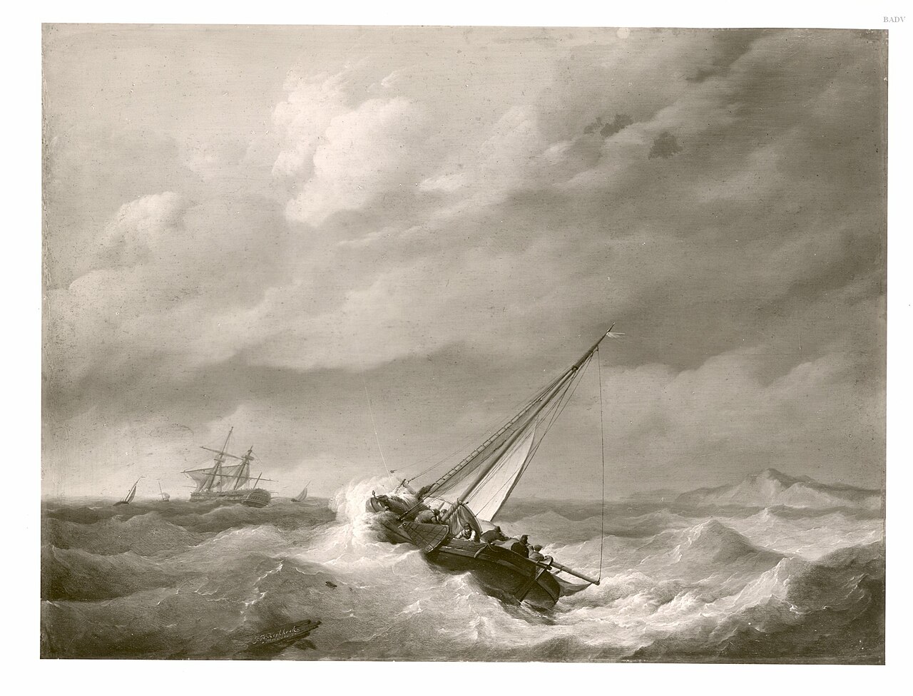 Shipping on Choppy Seas by Johannes Hermanus Koekkoek
