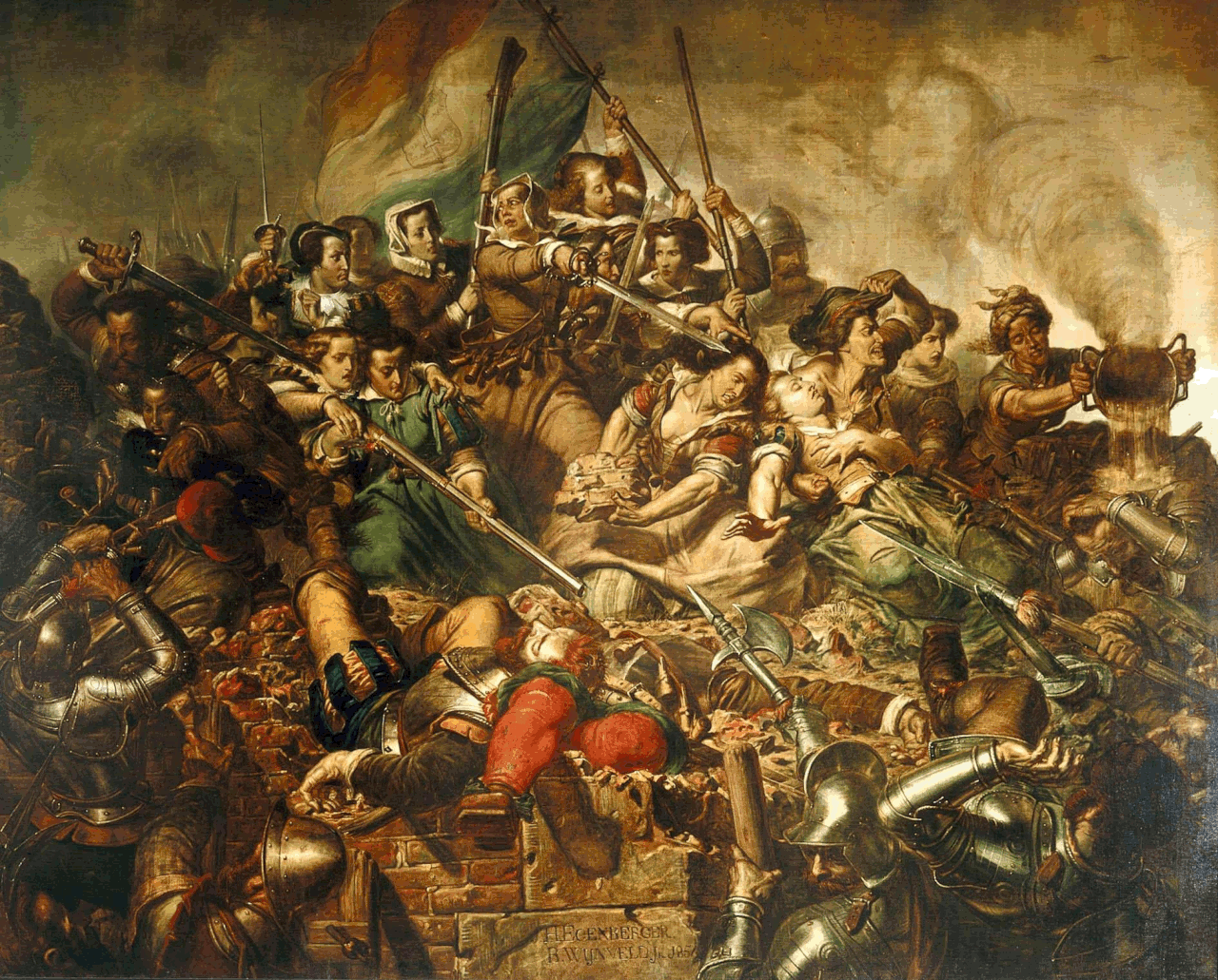 Kenau Fighting in Defense of Haarlem by Johannes Hinderikus Egenberger