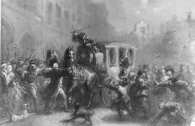 The Arrest of Gevaerts and Gijs De Laer at the Courtyard by Johannes Hinderikus Egenberger