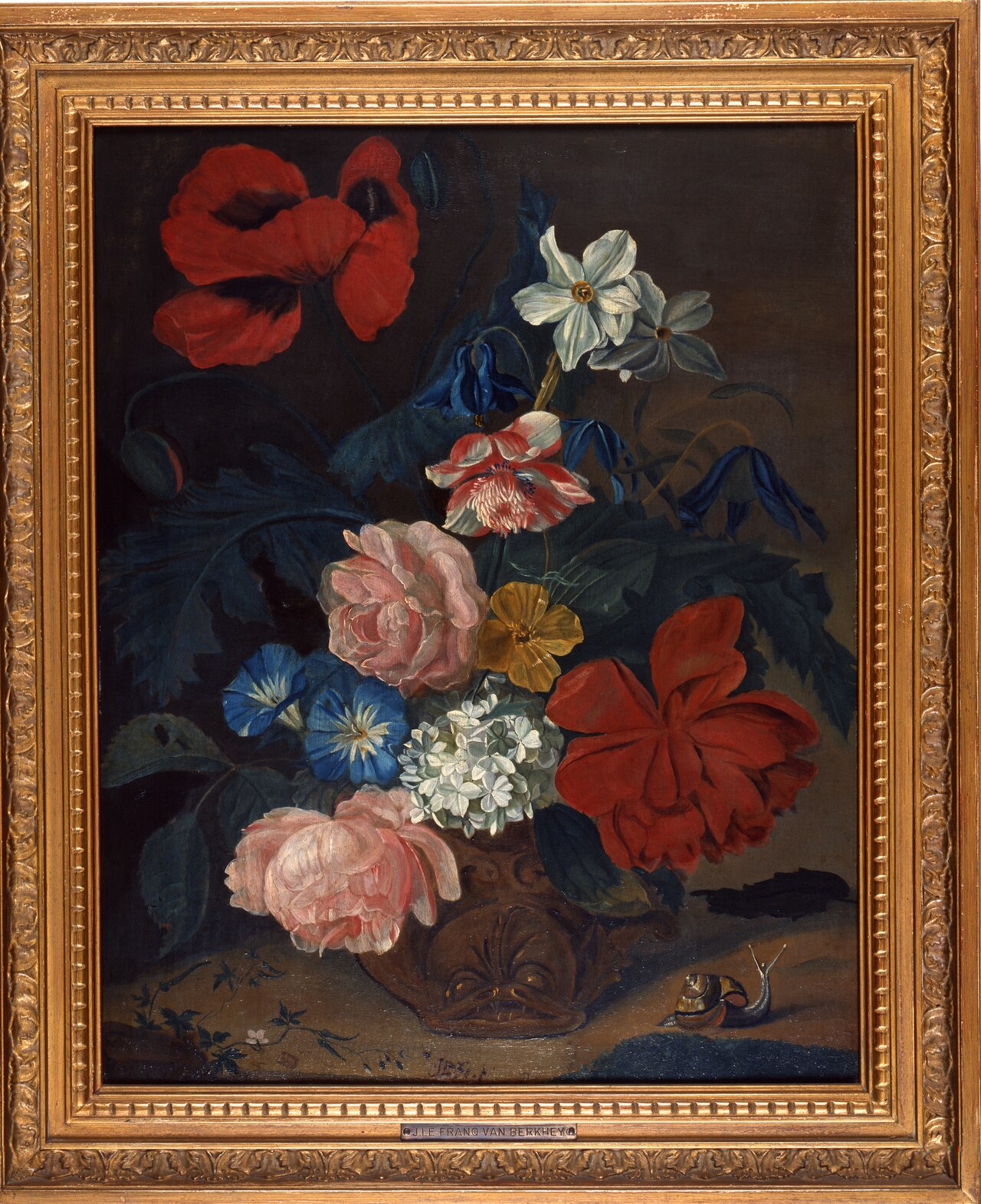 Flower piece by Johannes le Francq van Berkhey