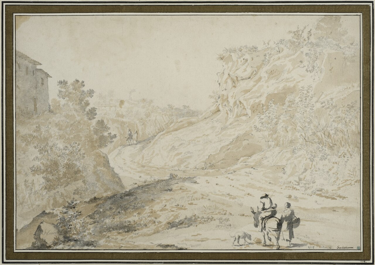 Italian Landscape with Travellers by Johannes Lingelbach