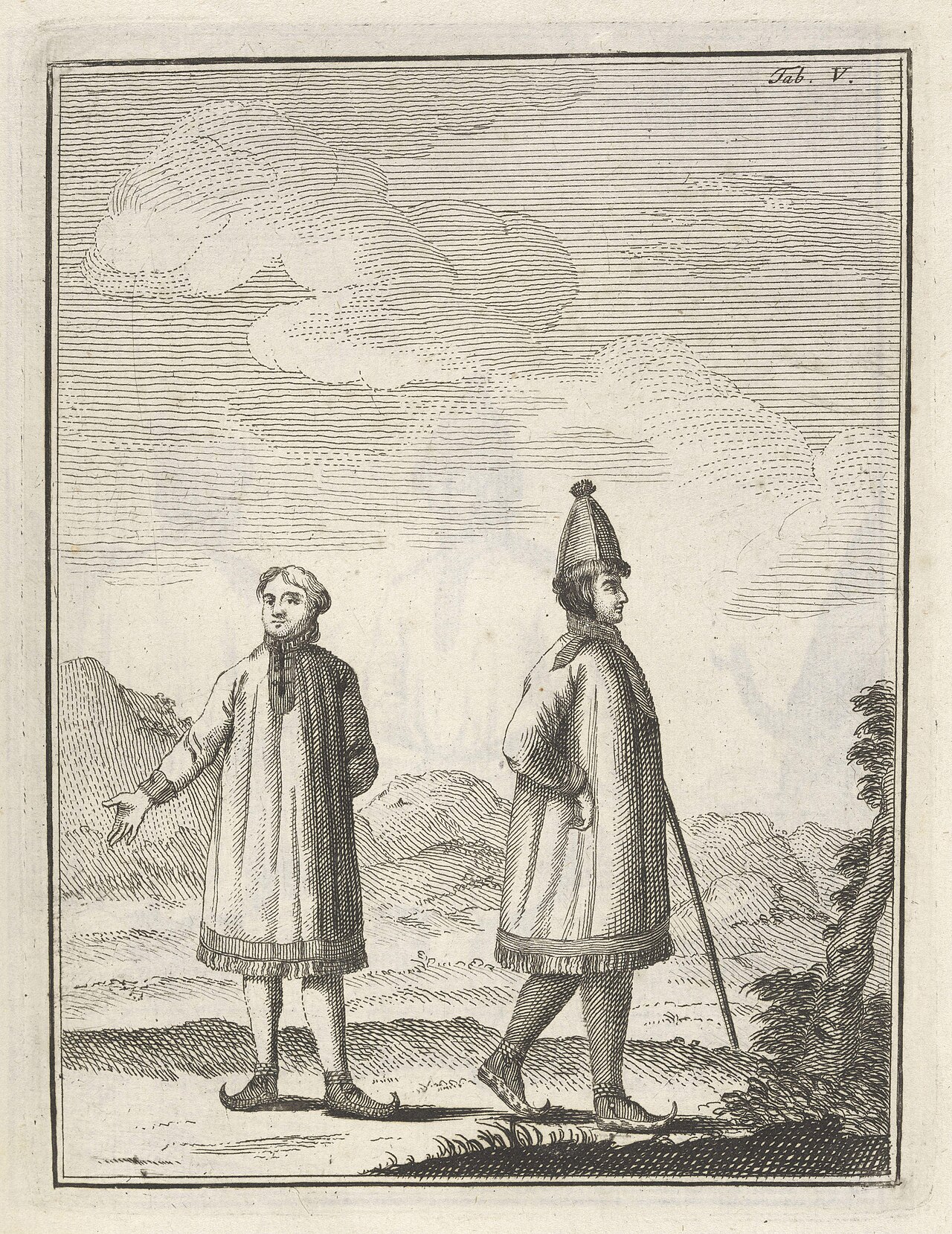 Two Men Wearing Sheepskin Tunics by Johannes Rach