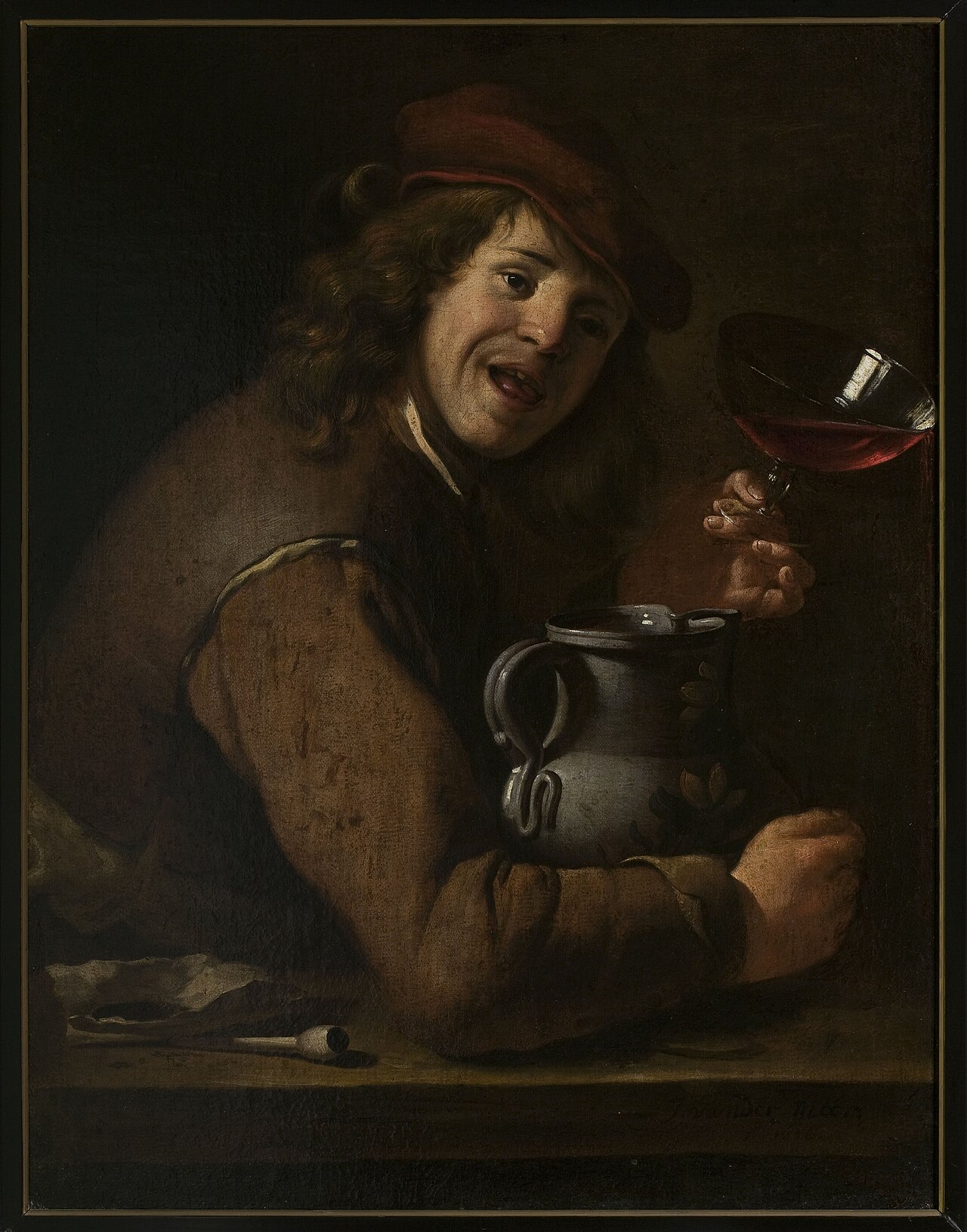 Man drinking wine. by Johannes van der Meer