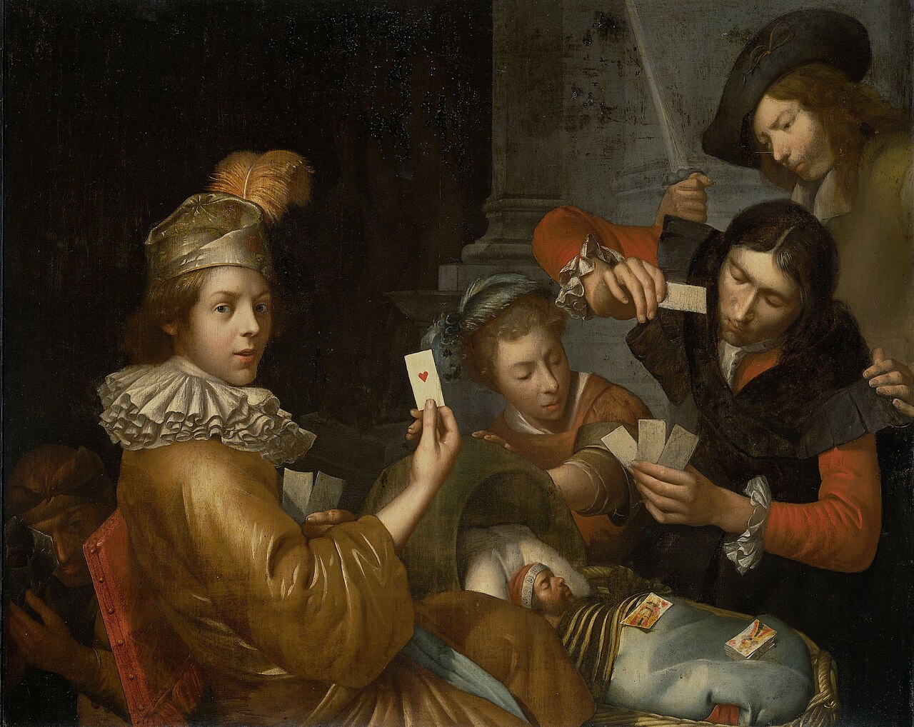 The card game on the cradle: allegory by Johannes van Wijckersloot