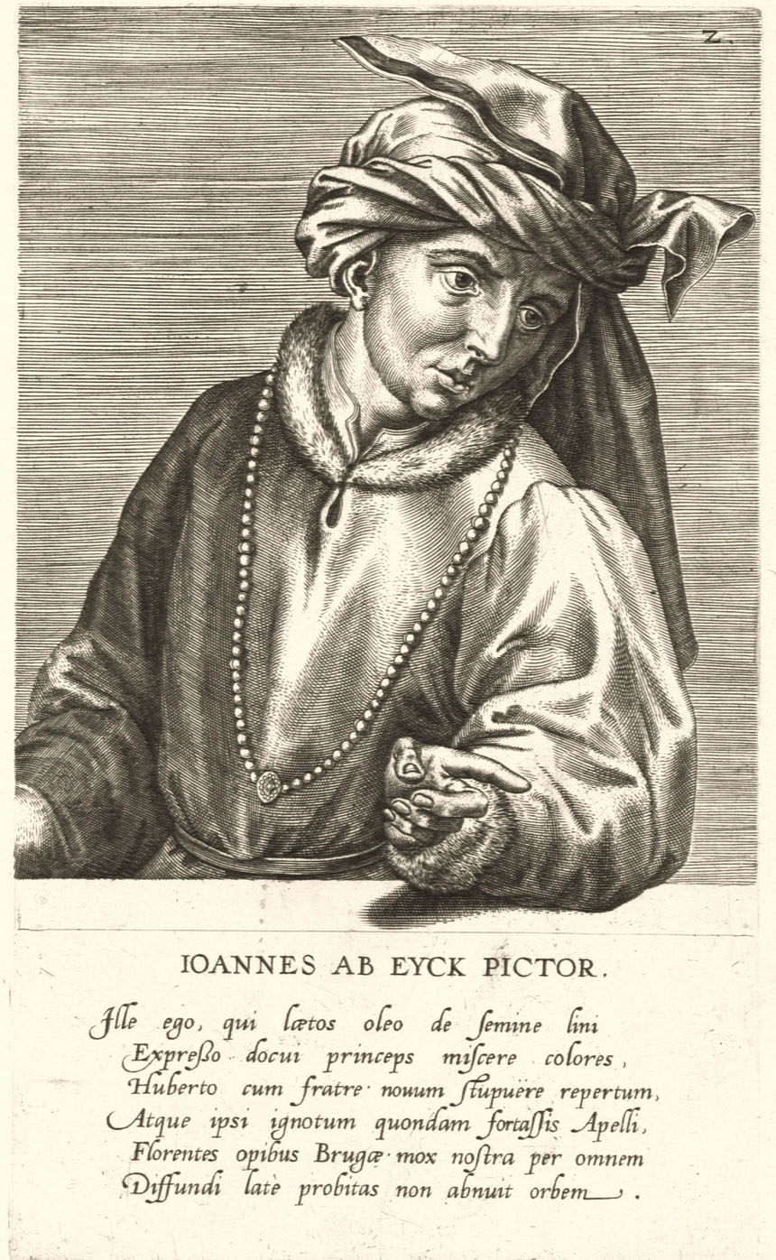 Portrait of Jan van Eyck (Ioanni ab Eyck Pictor) by Johannes Wierix