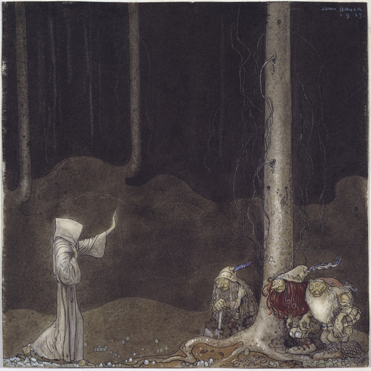 Brother St. Martin and the Three Trolls by John Bauer