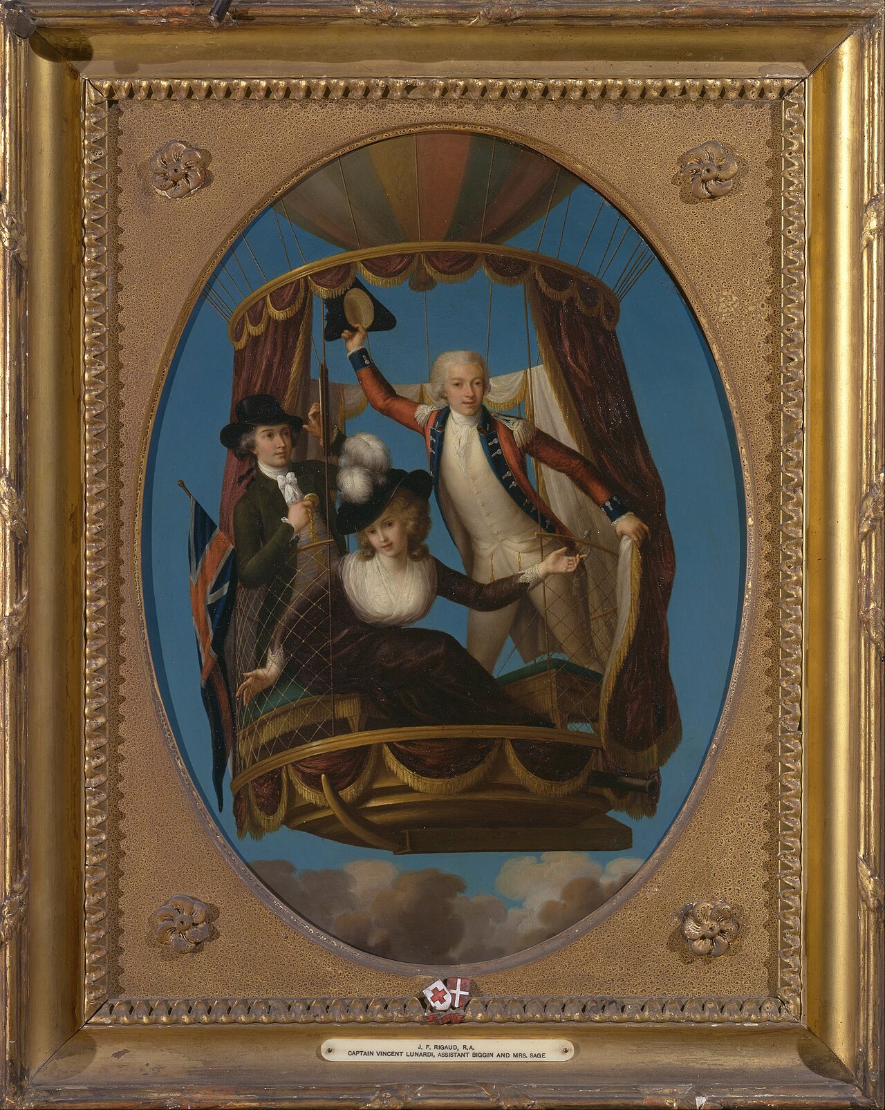 Captain Vincenzo Lunardi with his Assistant George Biggin, and Letitia Anne Sage (née Hoare), in a Balloon by John Francis Rigaud