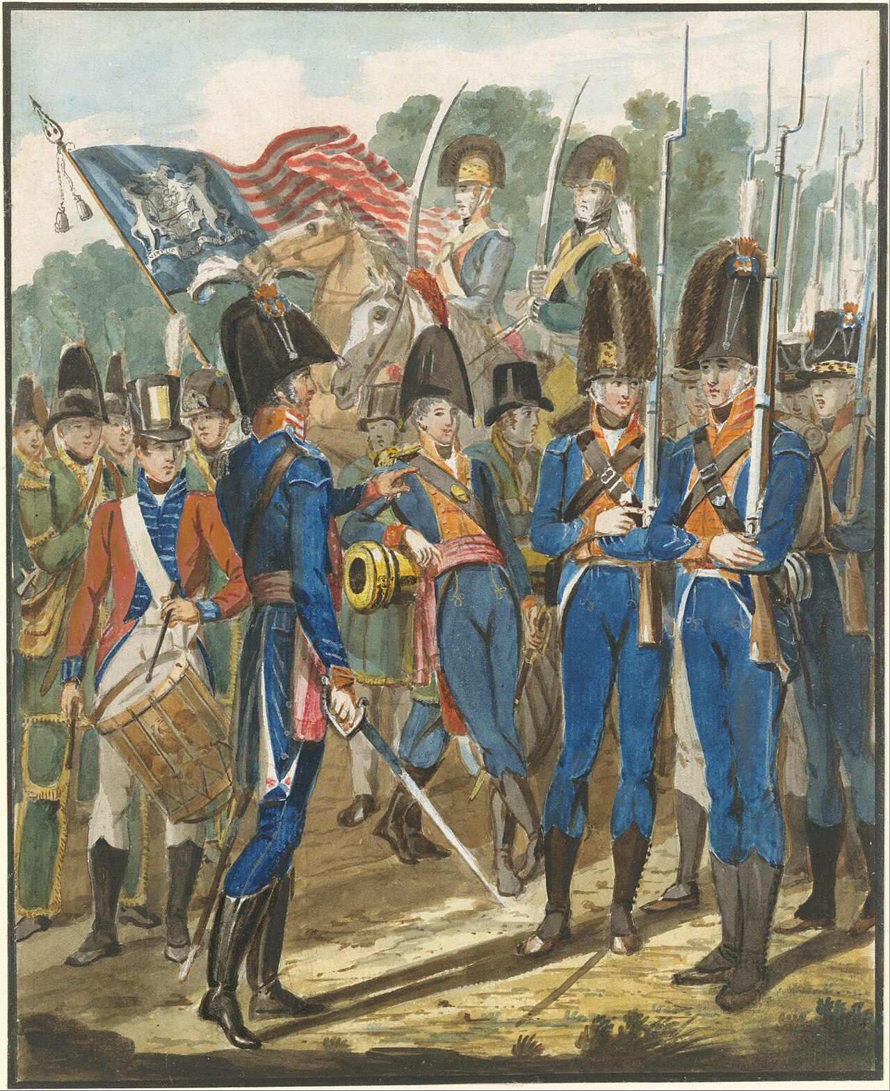 Members of the City Troop and Other Philadelphia Soldiery by John Lewis Krimmel