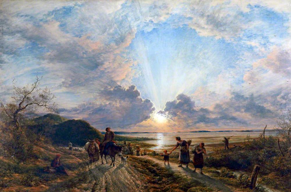 Estuary Scene with Setting Sun by John Linnell
