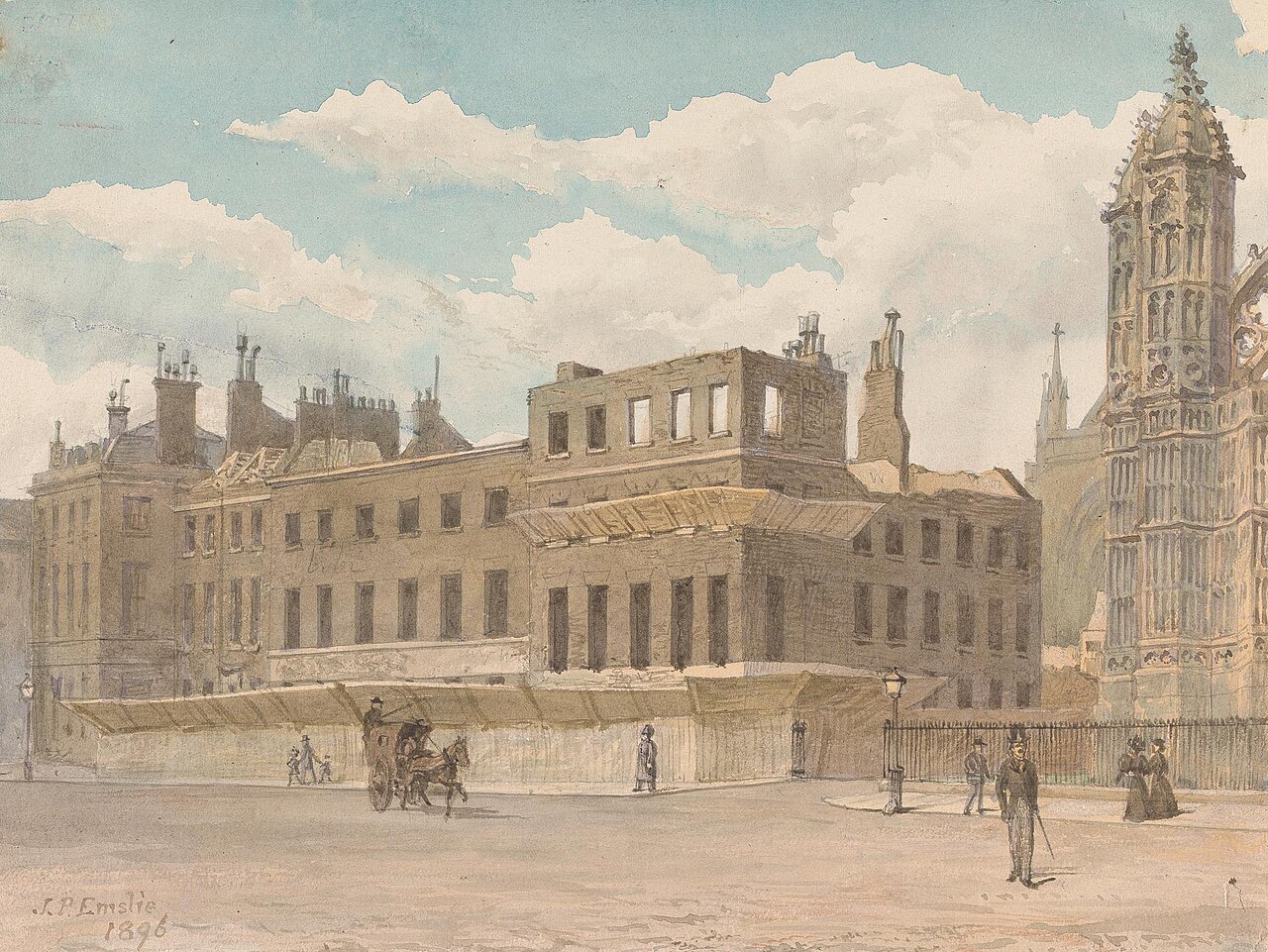 Houses Adjacent to Westminster Abbey in the Process of Demolition by John Philipps Emslie