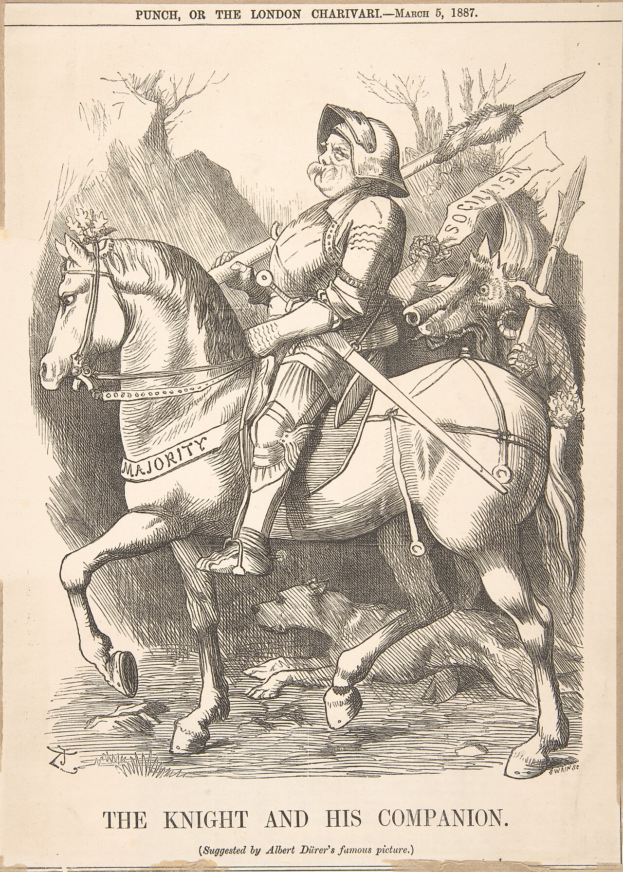 The Knight and His Companion (Punch, March 5, 1887) by John Tenniel