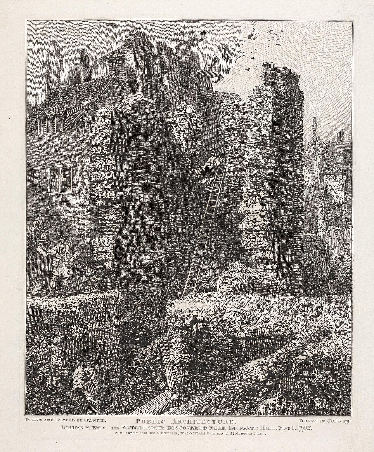 Inside View of the Watch Tower Discovered near Ludgate Hill, May 1, 1792 by John Thomas Smith