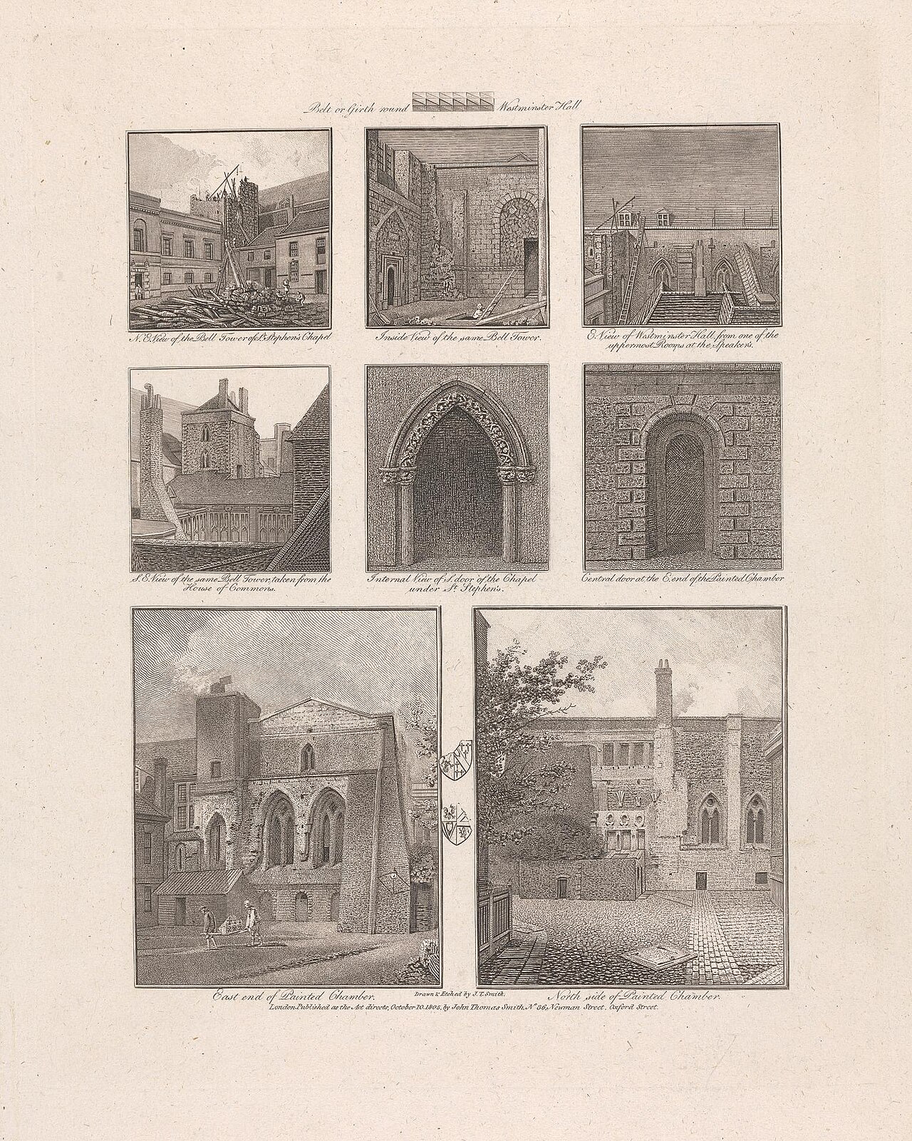 Various Views of Westminster Hall and St. Stephen's Hall by John Thomas Smith