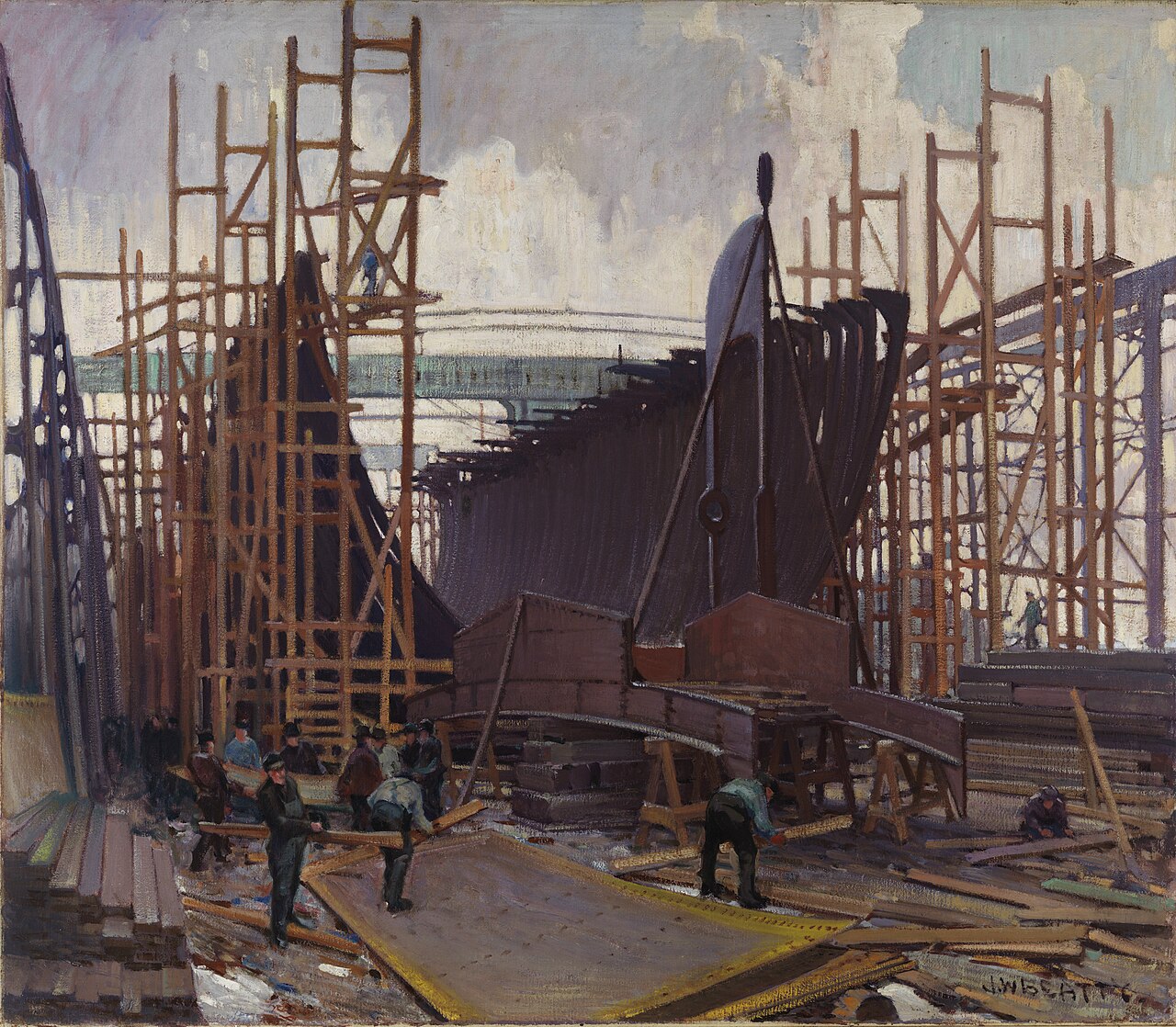 Ship Building, Collingwood by John William Beatty