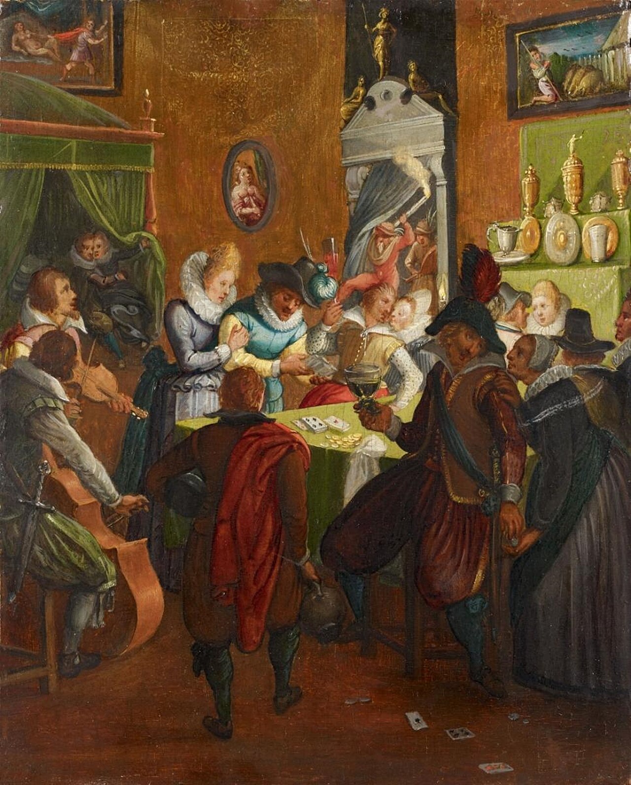 Tavern scene in the night by Joos van Winghe