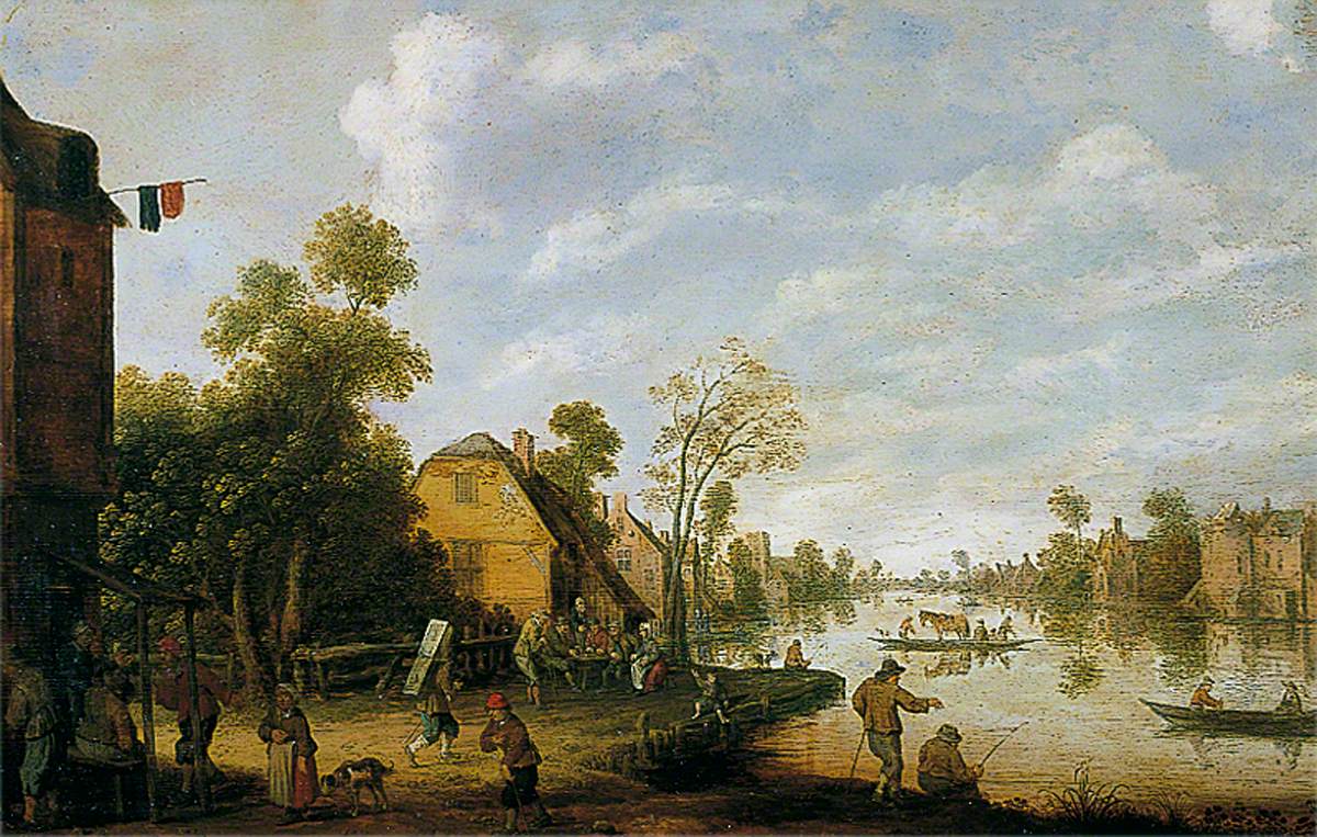 A Dutch Canal Scene by Joost Cornelisz Droochsloot