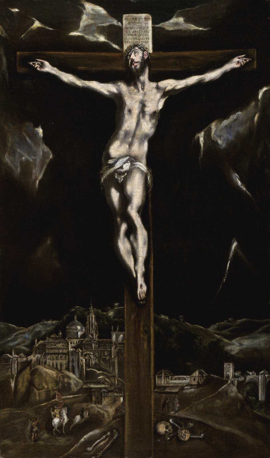 Christ on the Cross with a View of Toledo by Jorge Manuel Theocupulus