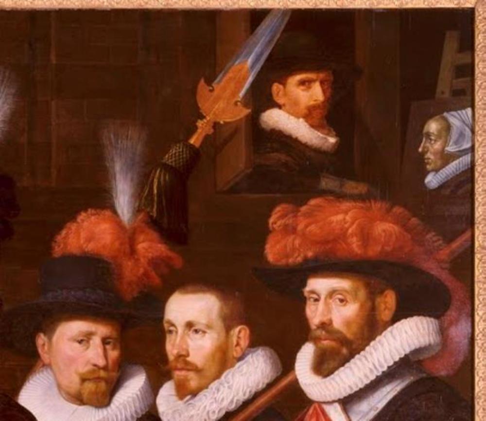 Officers of the yellow-orange banner of Captain Cornelis van Kerchem by Joris van Schooten