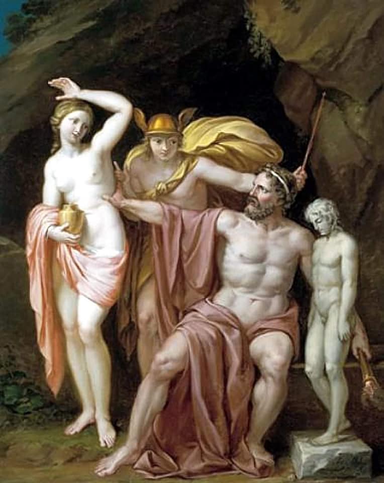 Prometheus, Merkur und die Pandora by Josef Abel
