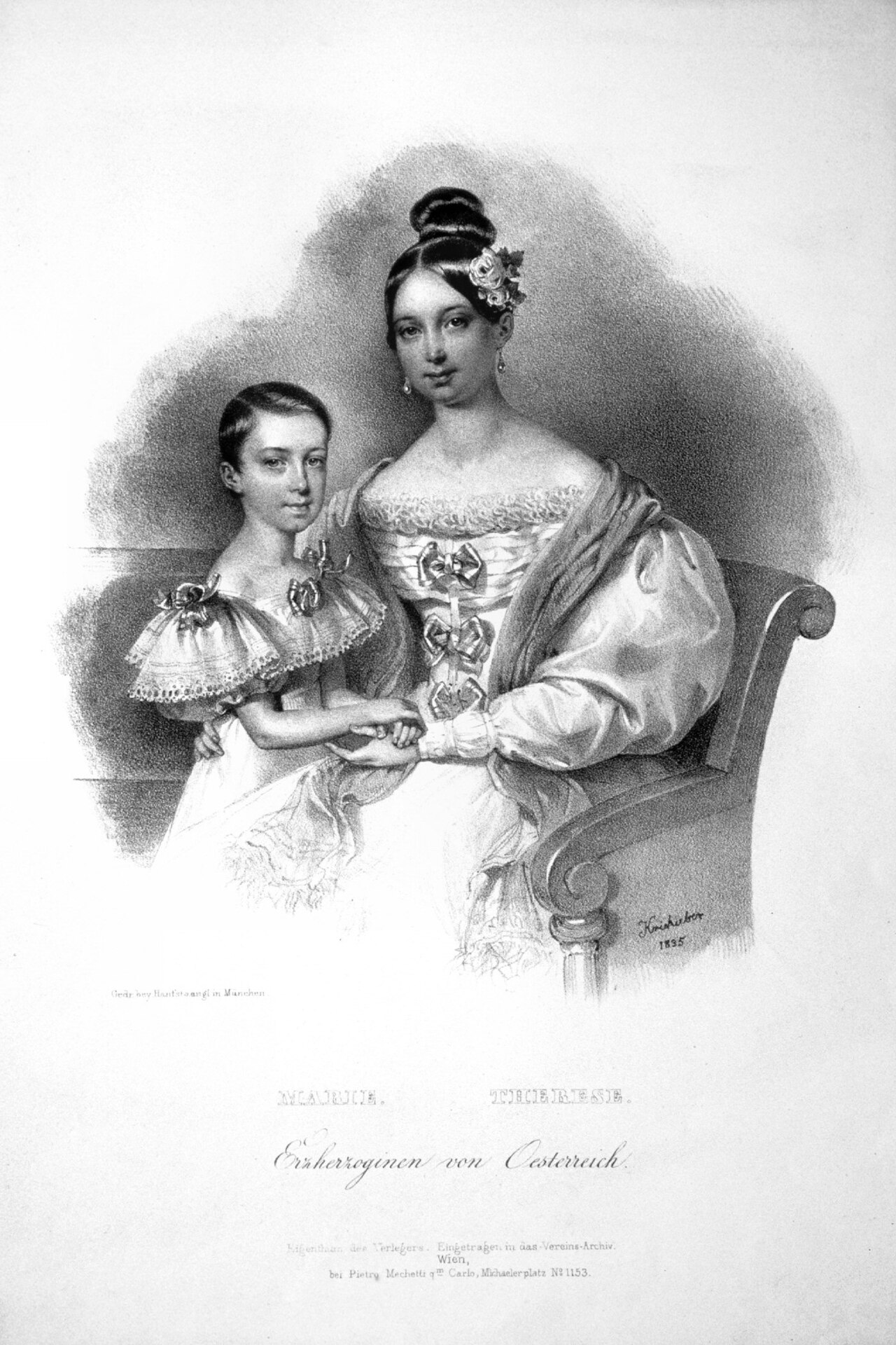 Maria Theresa (1816-1867) and Maria Karolina (1825-1915), Archduchess of Austria by Josef Kriehuber
