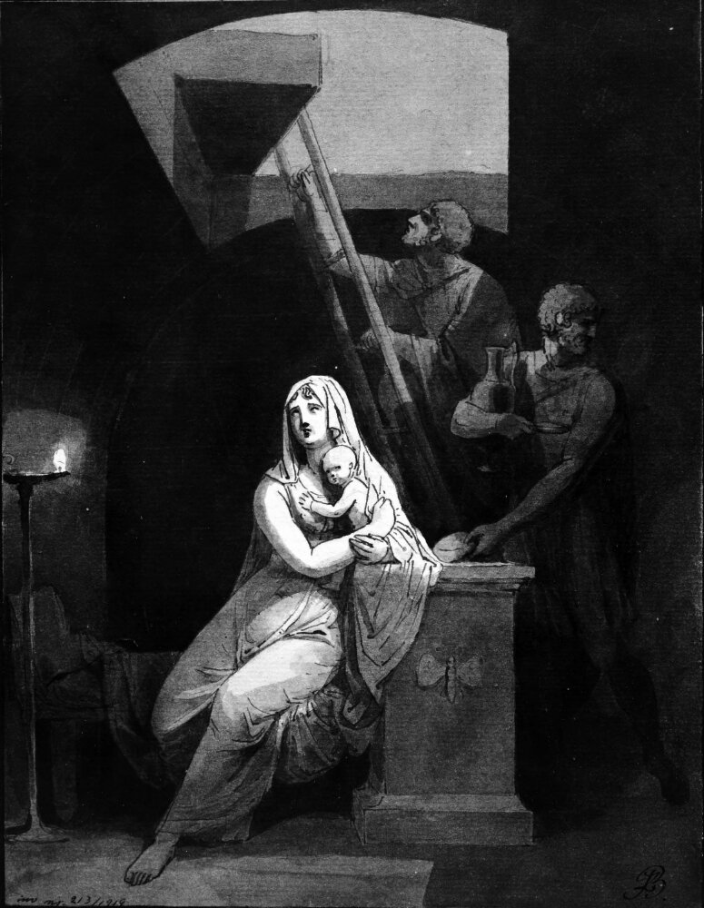 Mor och barn i fängelse, samt två fångvaktare by Joseph Bergler the Younger