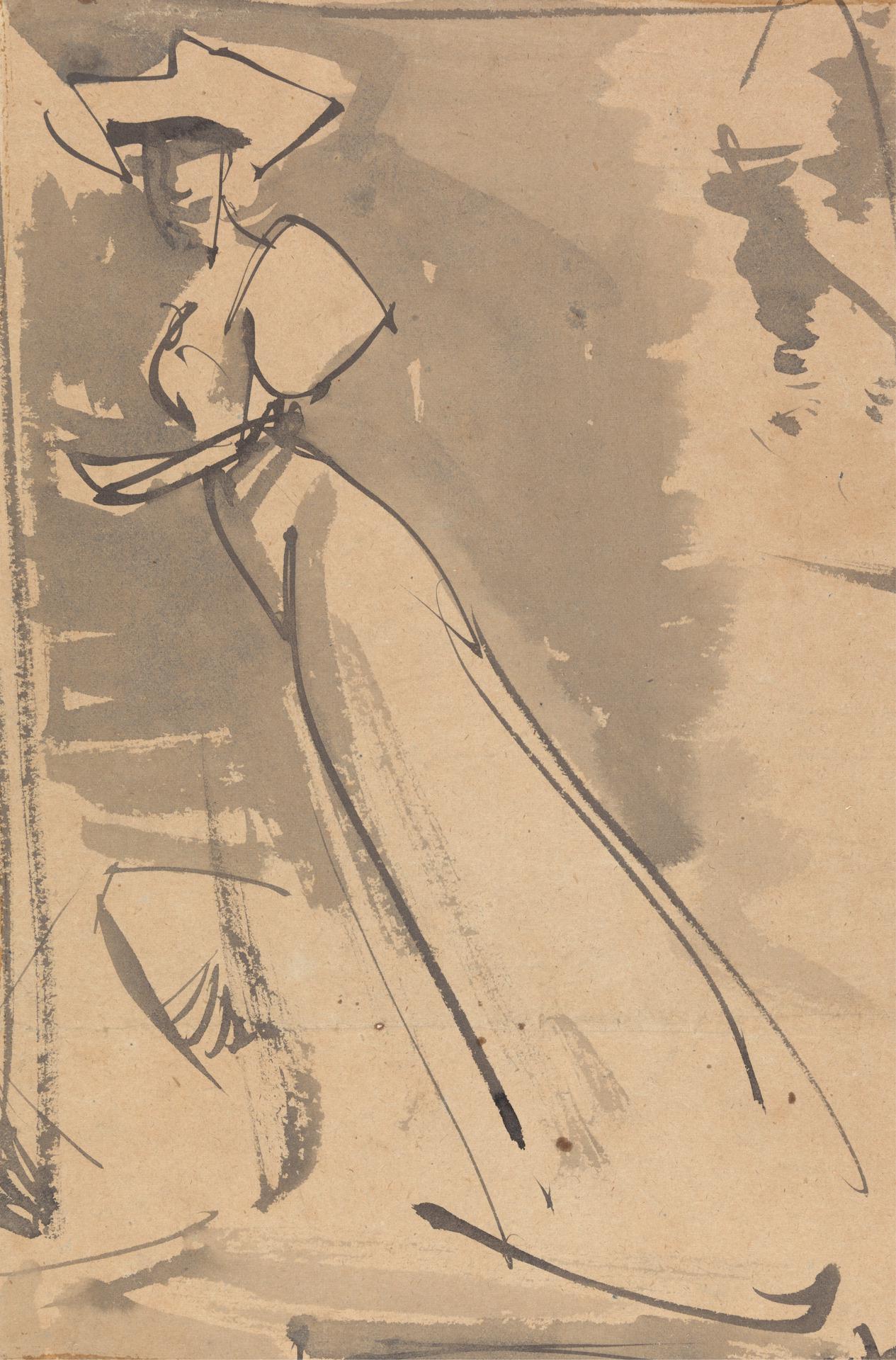Study of a Woman with Wide Hat by Joseph Crawhall