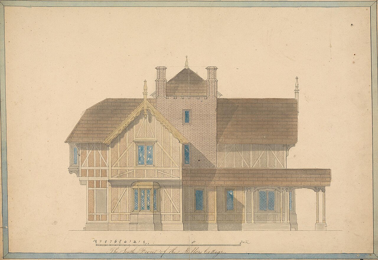 The Miller's Cottage at Chatsworth: South Front Elevation by Joseph Gandy