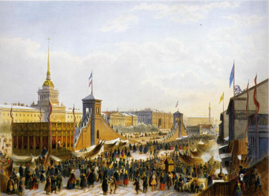Fair on the Admiralty meadow in Maslenitsa by Joseph-Maria Charlemagne-Baudet