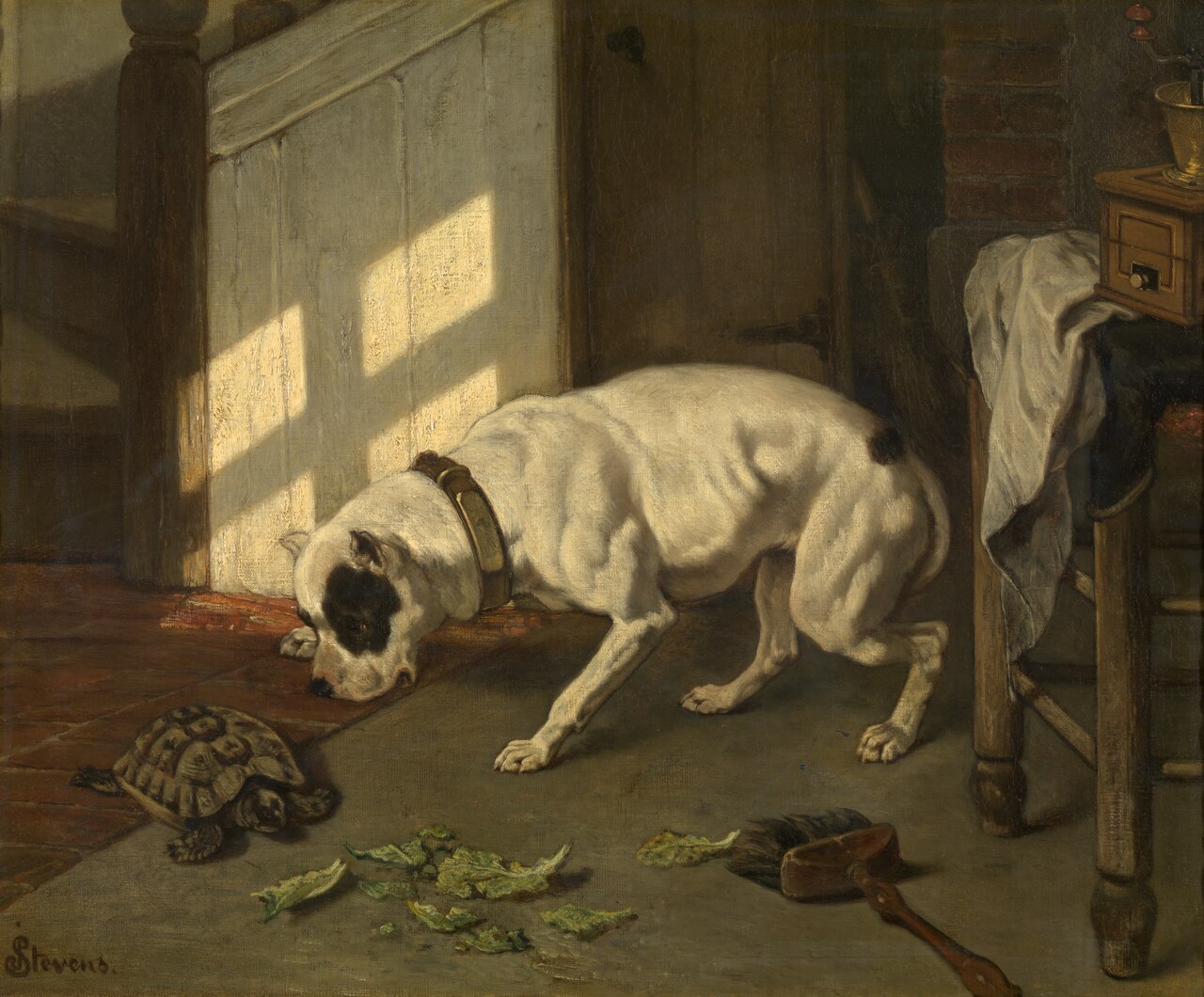 Dog with Tortoise by Joseph Stevens