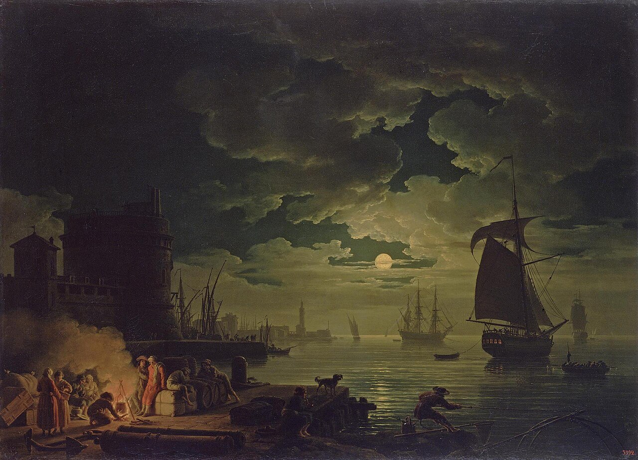 Entrance to the Port of Palermo by Moonlight by Joseph Vernet