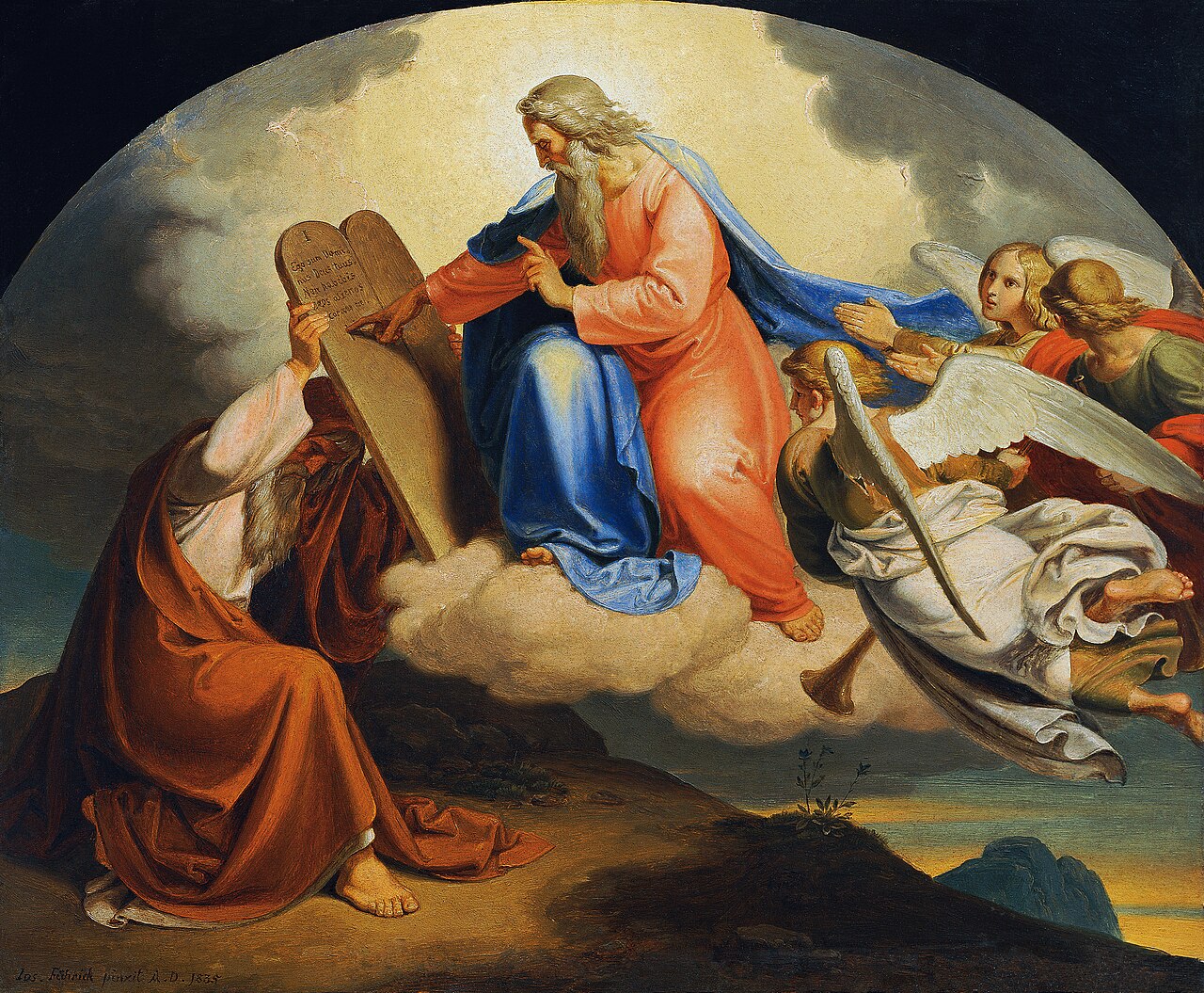 God Writes the Ten Commandments to Moses on Two Tablets of Stone on Mount Sinai by Joseph von Führich