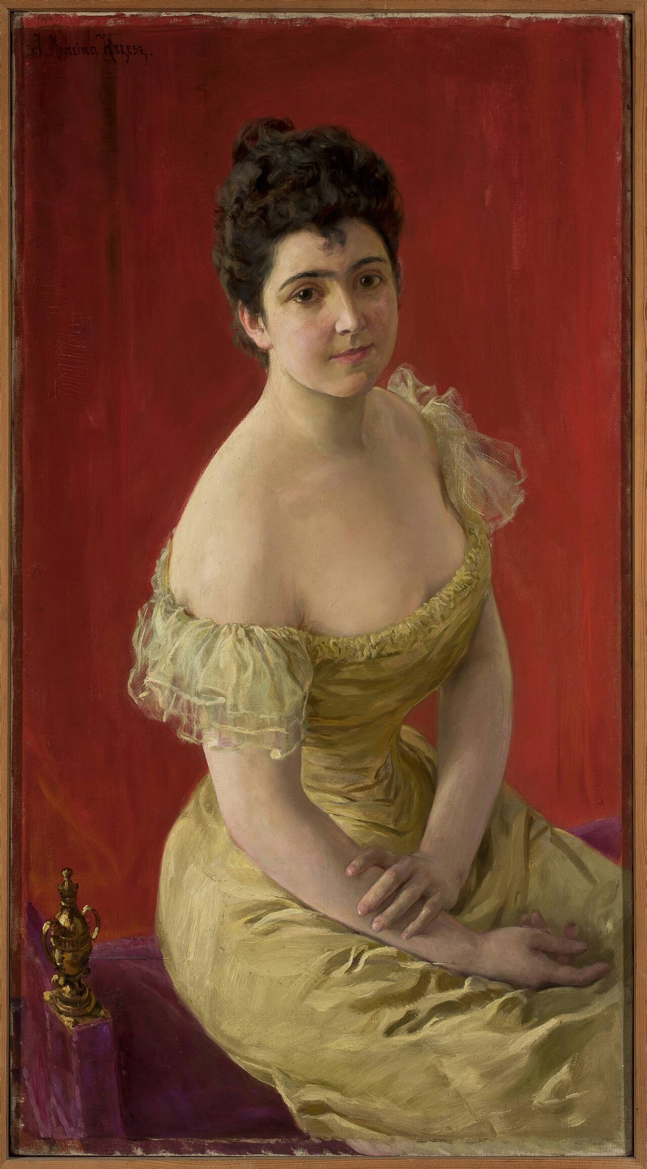 Portrait of a lady by Józef Męcina-Krzesz