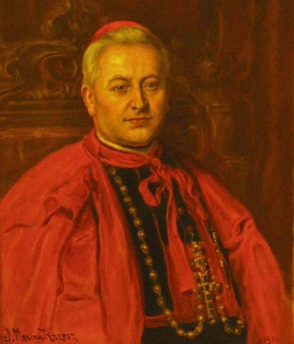 Porträt des Kardinal August Hlond. by Józef Męcina-Krzesz