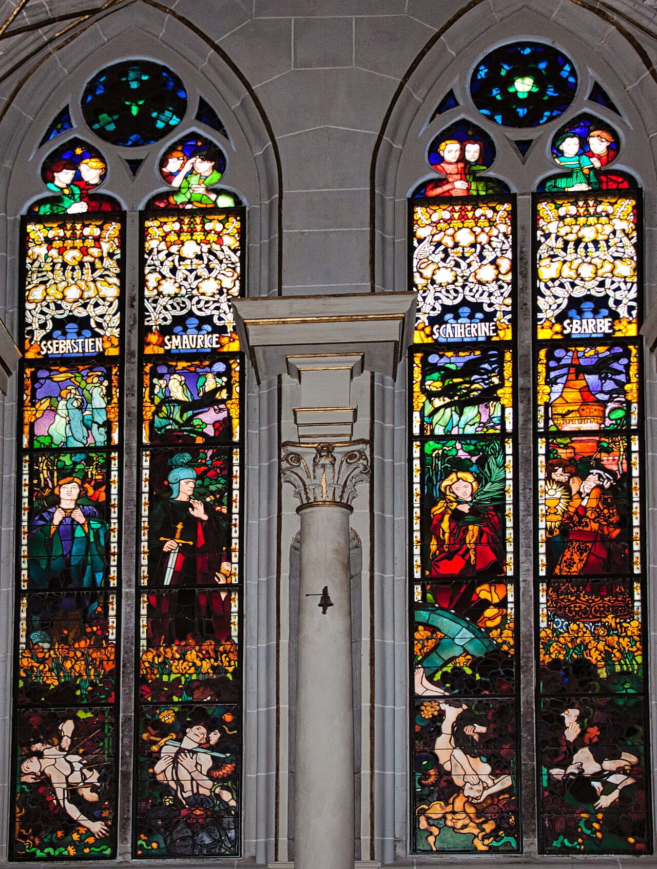 stained glass windows of the martyrs in the cathedral of Fribourg by Józef Mehoffer