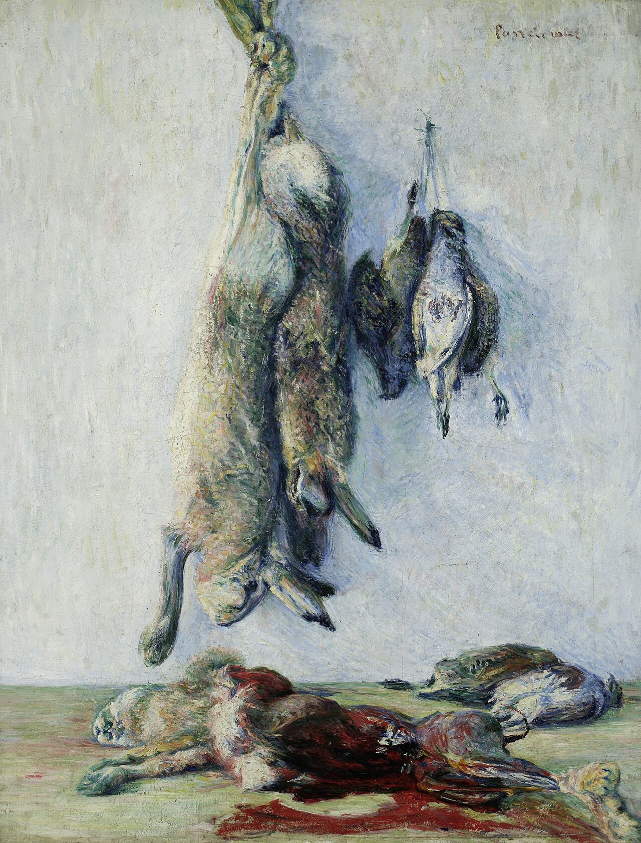 Hares and partridges. by Józef Pankiewicz