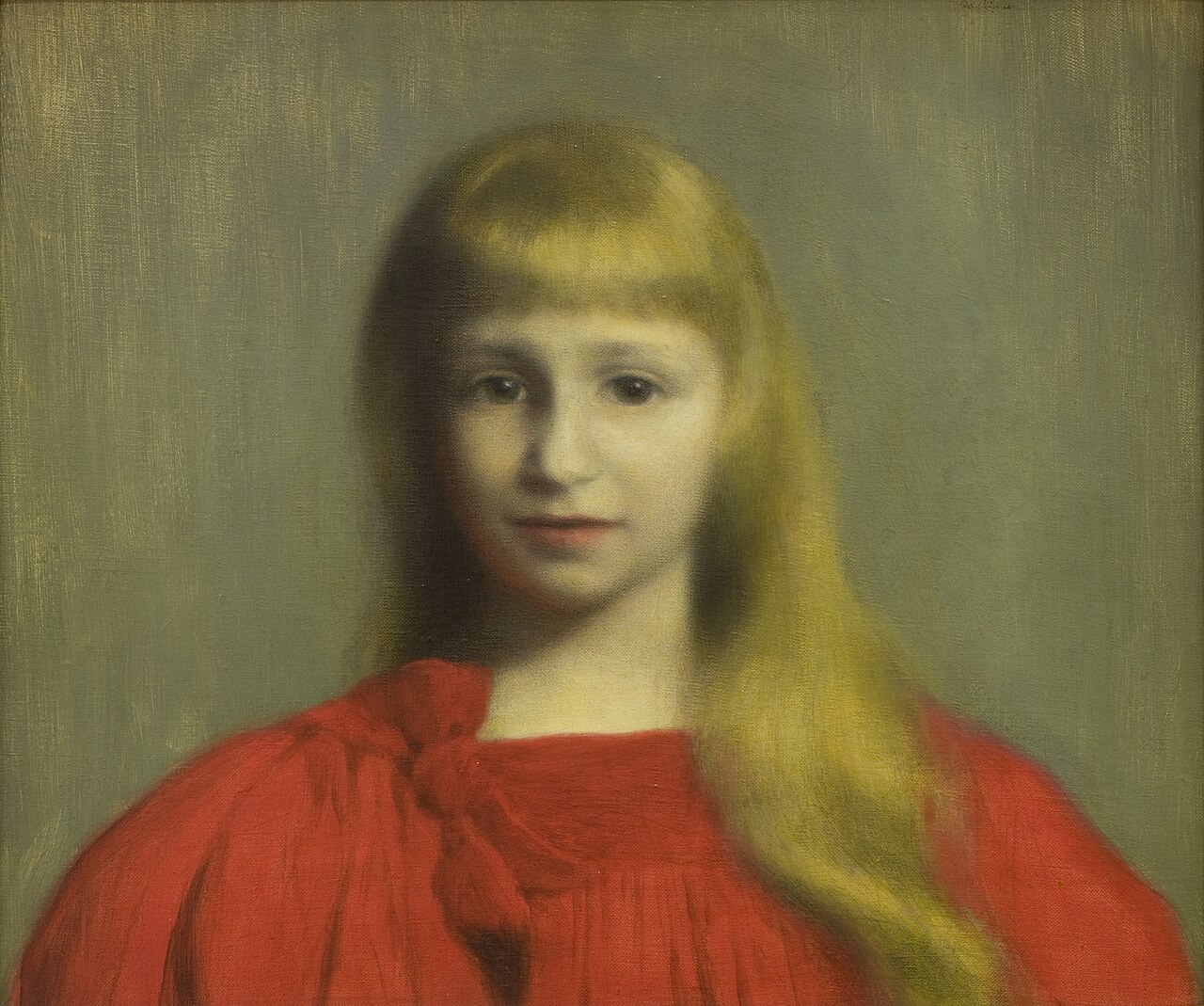 Little Girl in Red Dress by Józef Pankiewicz