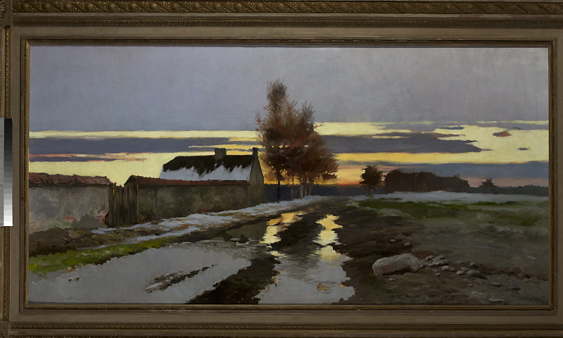 A daybreak (Landscape - Thaw). by Józef Rapacki