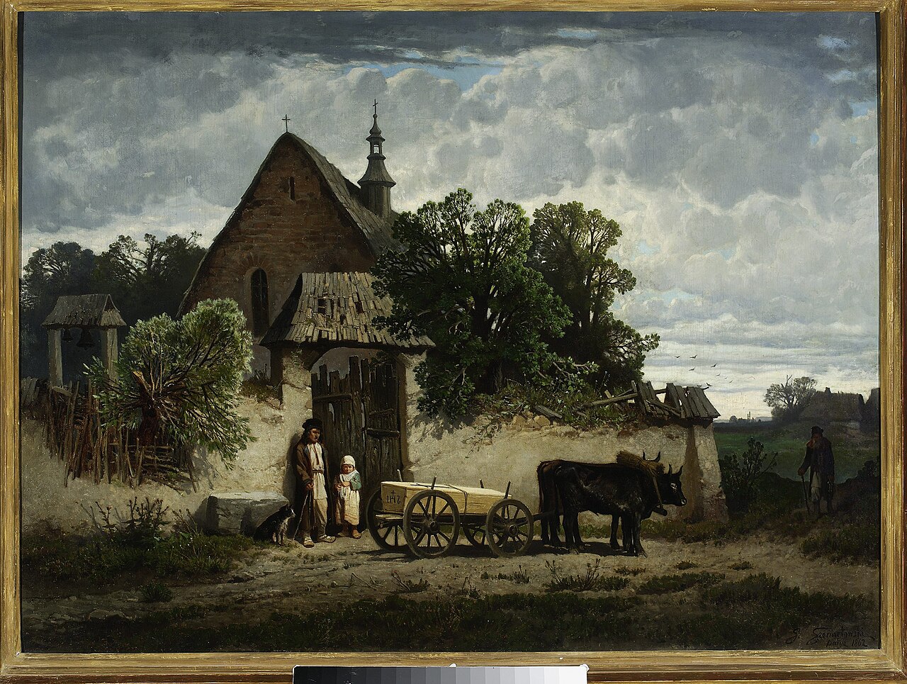 The Peasant burial. by Józef Szermentowski