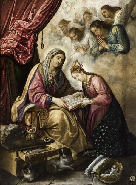 Saint Anna teaching the Virgin to read by Juan de las Roelas