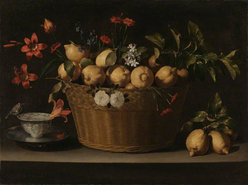 Still Life with Lemons in a Wicker Basket by Juan de Zurbarán