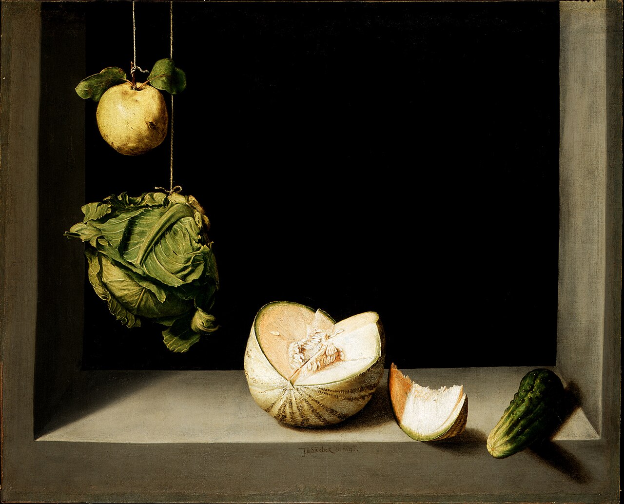 Quince, Cabbage, Melon, and Cucumber by Juan Sánchez Cotán