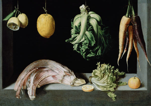 Still life with fruits and vegetables by Juan Sánchez Cotán