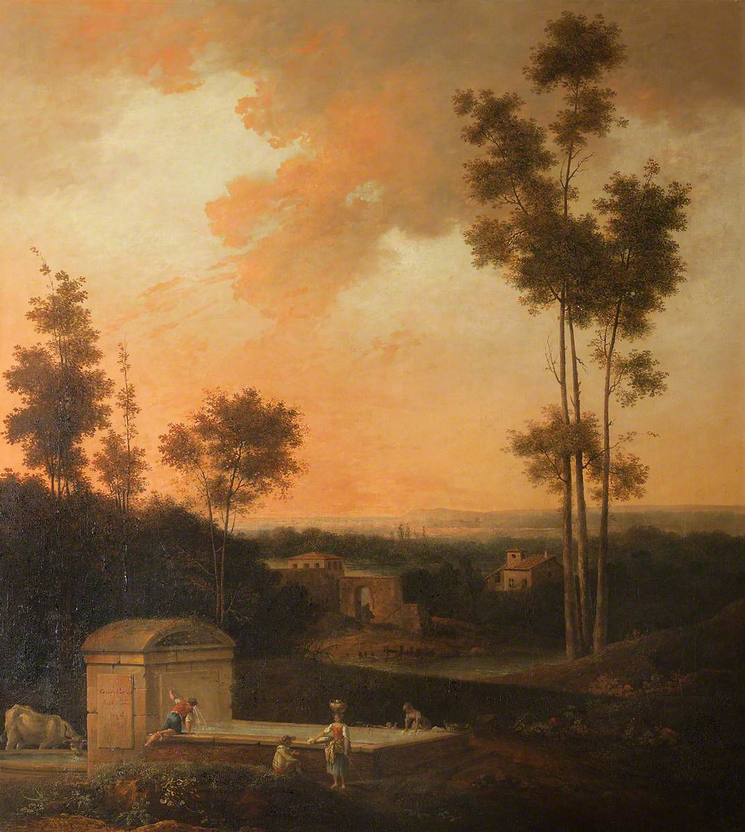 Sunset Landscape by Jules-César-Denis van Loo