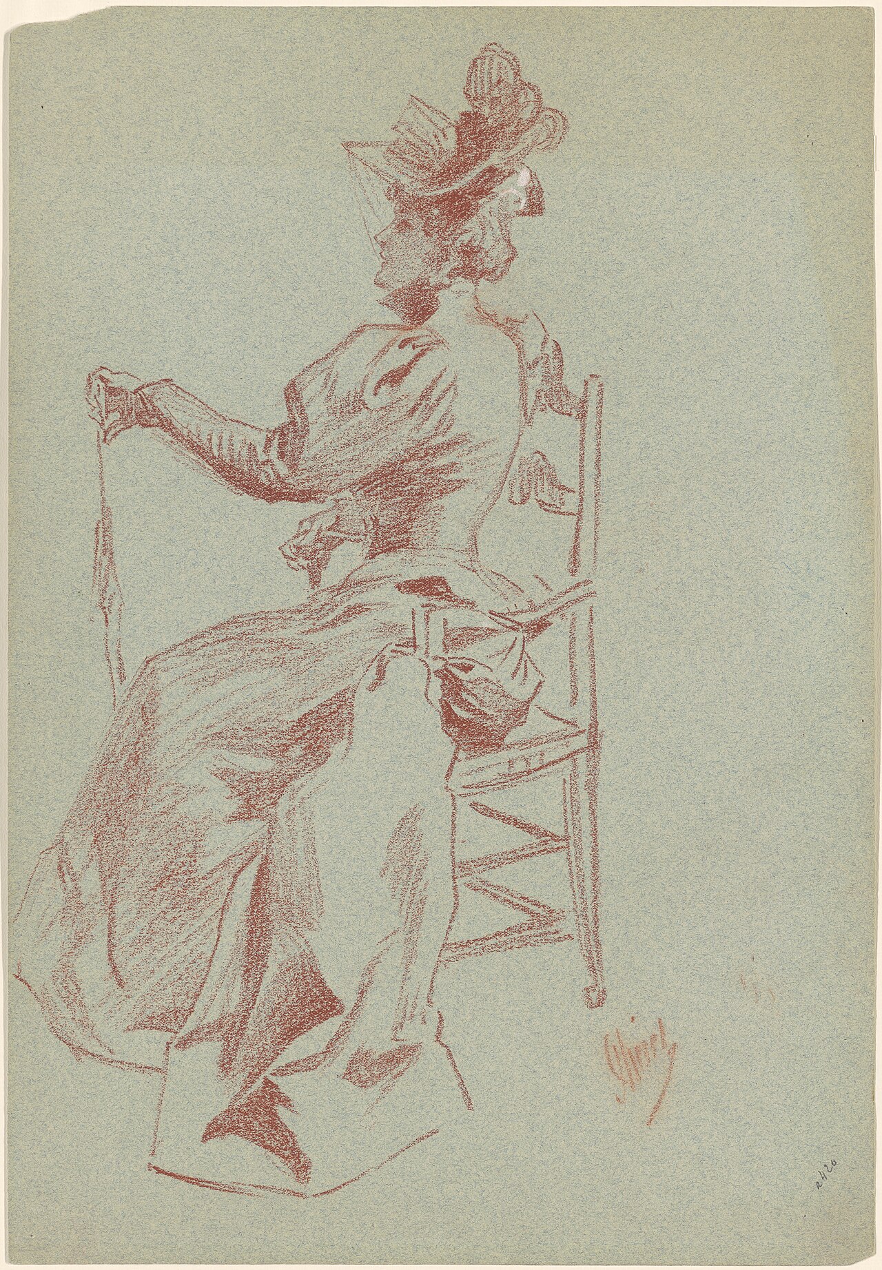 Elegant Lady Seated in a Chair by Jules Chéret