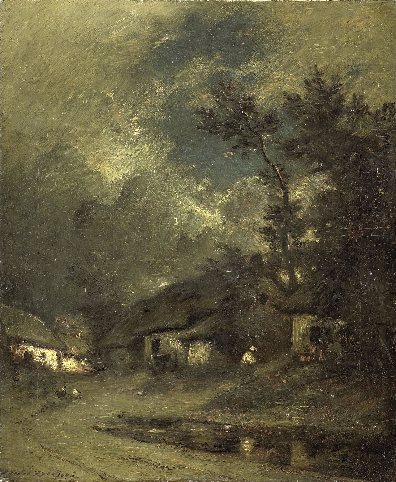 Village at night by Jules Dupré