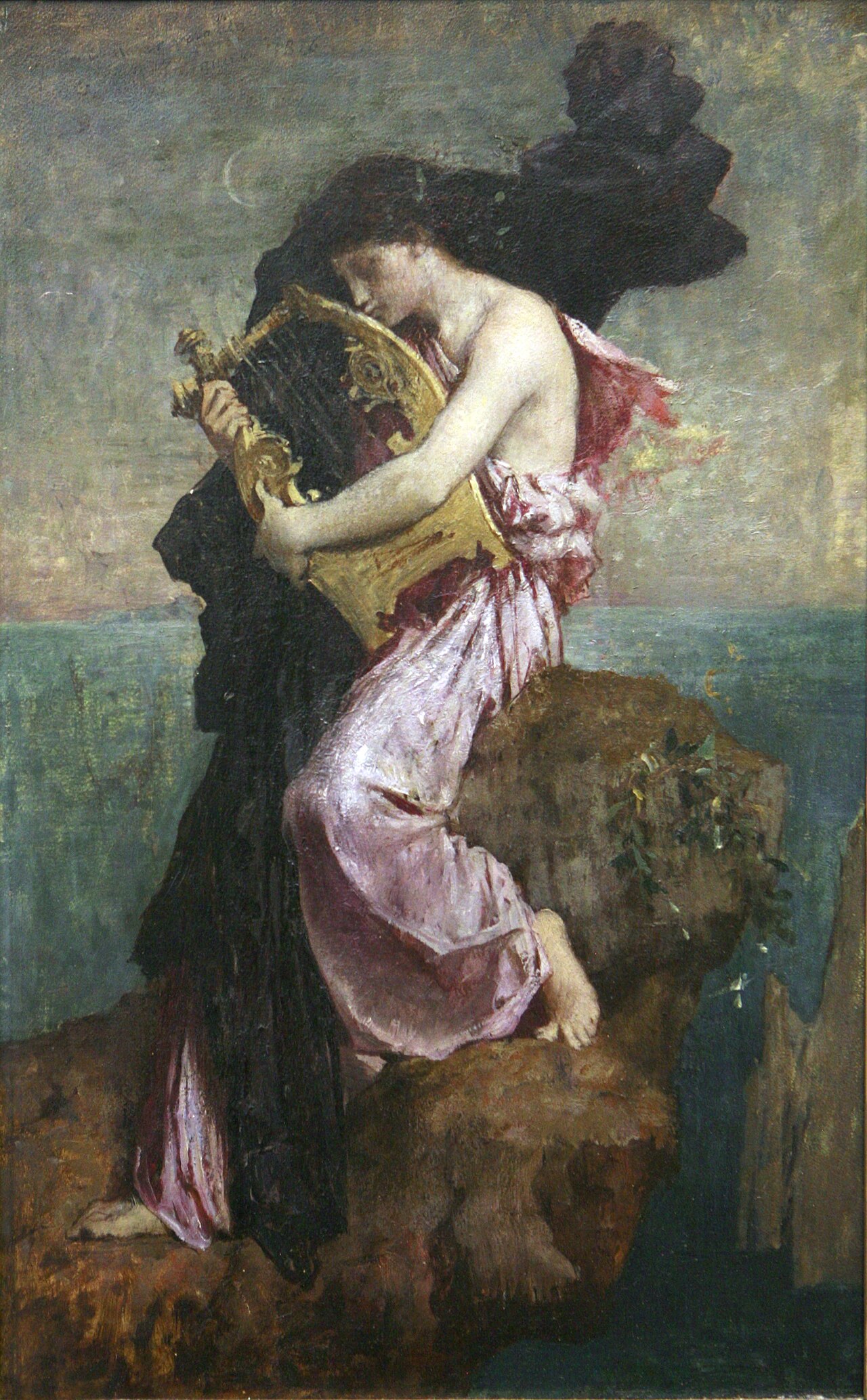 Jules-Élie Delaunay - Sapho embrassant sa lyre by Jules-Élie Delaunay