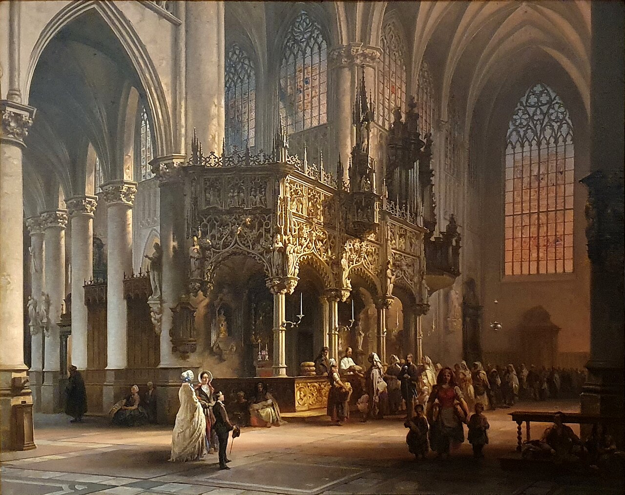 The Holy Communion in the Church of Saint Gummarus in Lier, Belgium by Jules Victor Génisson