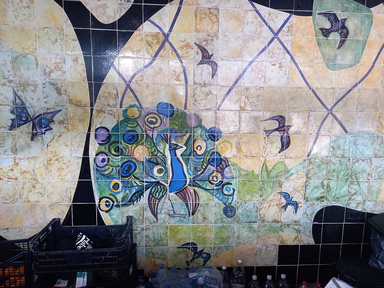 Ceramic panel in Botequim do Lago (Lisbon) by Júlio Pomar