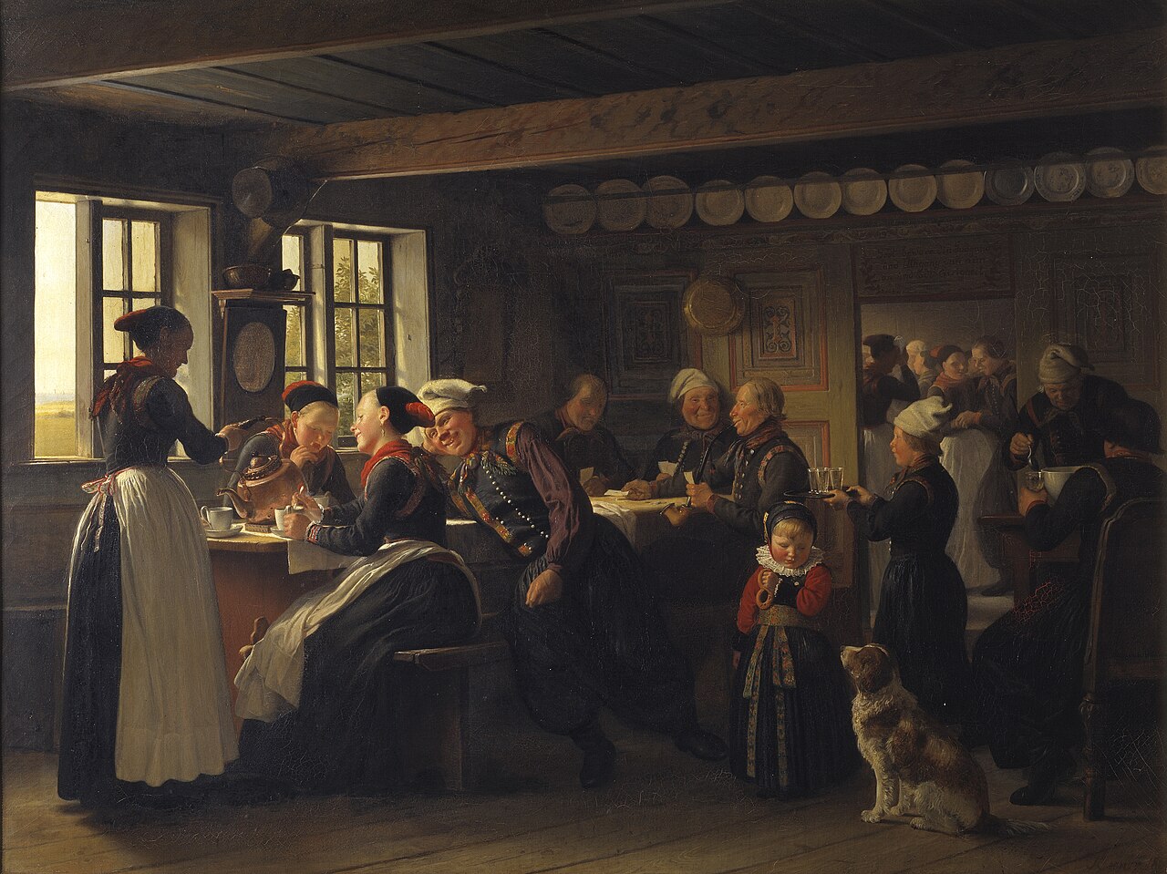 Interior with peasants from the region of Amager by Julius Exner
