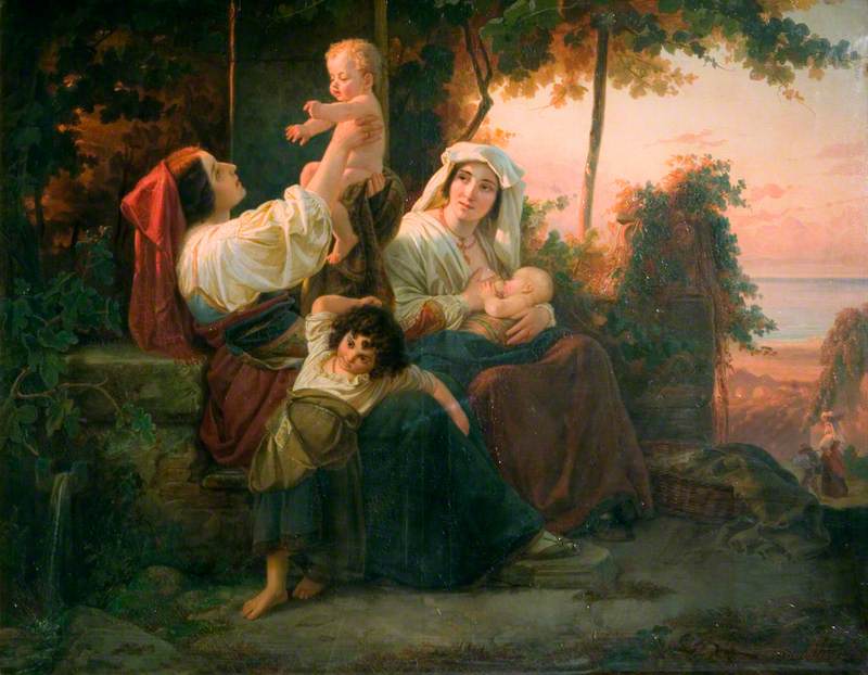 Italian Women in a Vineyard near Rome by Julius Schrader